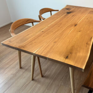 木製自然形状テーブル 幅140cm］パネル脚 天然木 アカシア ダイニングテーブルセット 4人掛け