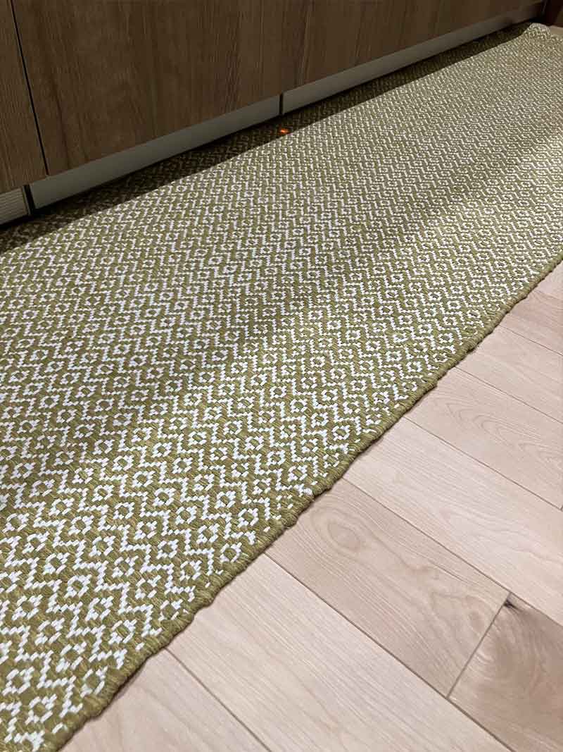 コットンラグ [ノルディック]シリーズ 気軽に使えるコットン素材のキッチンマット [コットンラグ]ノルディック オリーブ スリム / CR8GS